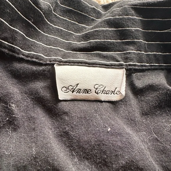 Express Women's Black Pinstripe Button Down Shirt - Picture 2 of 3